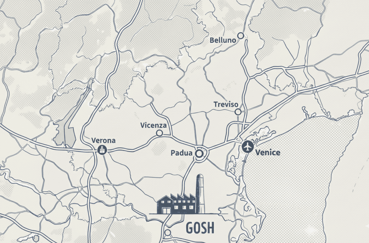Map of Veneto Showing Key Locations Including Gosh